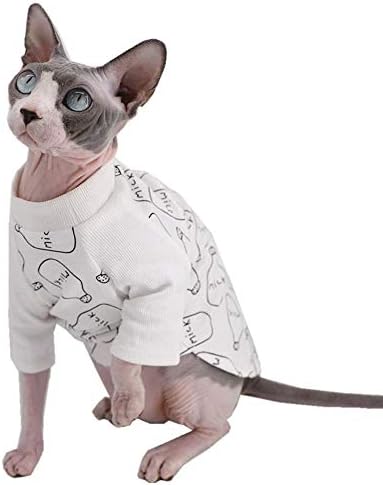ספינקס חסר שיער חתול חמוד לנשימה קיץ כותנה חולצות חלב בקבוק דפוס לחיות מחמד בגדים, עגול צווארון אפוד חתלתול חולצות ללא שרוולים, חתולים