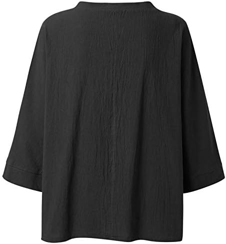 נשים ארוך שרוולים חולצות שרוול חולצה ארבעה מודפס שלושה רבעים מקרית עונות עם צווארון קצר שרוול לשפשף