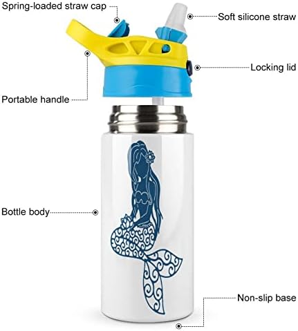 בתולת ים מצוירת בקבוק מים צבעוני בקבוק נירוסטה כוסות ספל נסיעות מבודדות