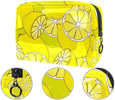 תיק איפור נסיעות תיק קוסמטי עמיד למים שקיות איפור תיקי איפור לנשים ונערות, לימון צהוב
