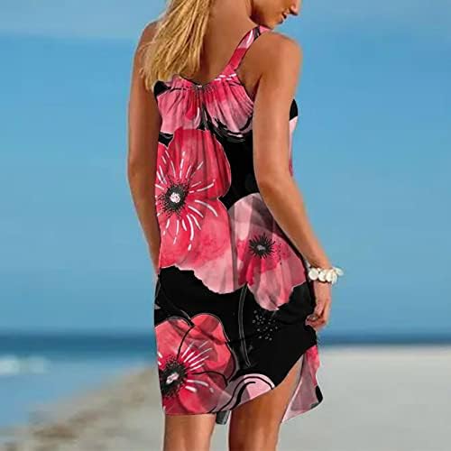 שמלות קלע בקיץ של Beuu לנשים שמלות מיני ללא שרוולים מזדמנים מתאימים שמלות חוף קרוואק