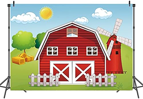 רויני קריקטורה חוות נושא רקע אדום חוות טחנת רוח בית ילדי מסיבת יום הולדת קישוט באנר