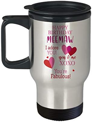 כוס יום הולדת עם ידית עבור MeeMaw C3TM שמח BDAY רעיונות מתנות מתנות לנשים ספל נסיעות חמוד מצחיק חידוש תה תה לחידוש כוסת טוב פרחוני טוב