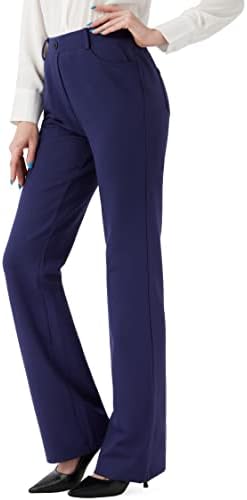 מכנסי שמלת אתחול נמתחים לנשים משרדים עבודה עסקית מכנסיים מזדמנים עם כיסים 30 /32