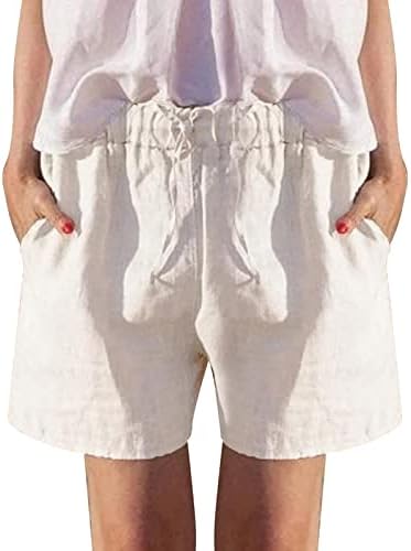 מכנסי פשתן כותנה לנשים מזדמנים קיץ מותניים קצרים מותניים קצרים רופפים מכנסיים קצרים נוחים נושמים מכנסי זיעה טניס נושמים