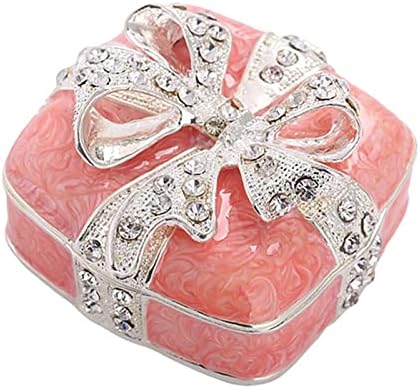 קופסת תכשיטים ריינסטון תיבת תכשיטים תכשיטים עם אמייל ואבני חן נוצצות מתנה לנשים אחסון בנות