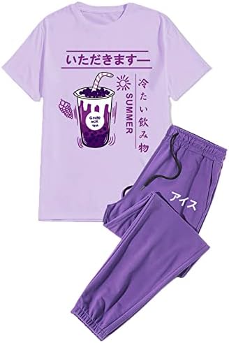 תלבושות 2 חלקים של גברים של אויואנג 'חולצה עם שרוול קצר ומכנסי טרנינג סט סטונג' סט רצועת שינה