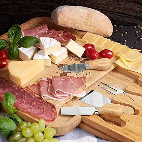 לוח גבינה חרוט Maverton לנשים - מגש עץ בהתאמה אישית עם אחסון - פריט בישול לנשים - עבור אנין אוכל - ליום הולדת - לוח חרסי -חרסי