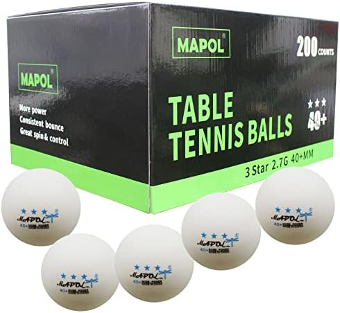 MAPOL 200 כדורי טניס שולחן ספירה, כדור אימונים מתקדם 3 כוכבים, כדורי פינג פינג בתפזורת לספורט מקורה וחיצוני