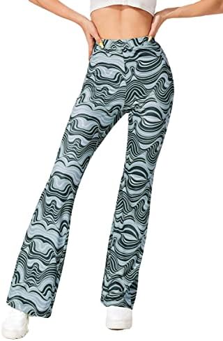 מכנסי התלקחות נלהבים לנשים - פסטיבל דיסקו ברגליים רחבות שנות ה -70 תלבושות פסטיבל דיסקו תלבושות מותניים גבוהות מכנסיים תחתונים