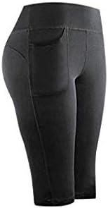 טרנדינאו נשים דחיסת קפרי יוגה חותלות עם כיסים, כושר פעיל מפעיל מכנסי אימון ספורט חדר כושר מכנסיים קצוצים