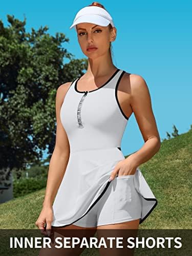 שמלת אימון שמלת טניס של אטרקו נשים עם מכנסיים קצרים ושמלת גולף ספורתית ספורתית ללא שרוולים מובנית שמלת גולף