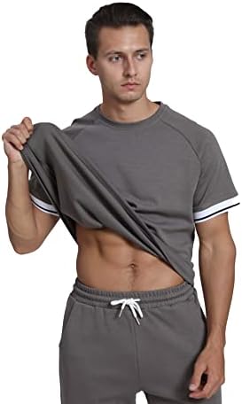 סט ספורט לגברים תלבושת קיץ 2 חלקים סט שרוול קצר חולצות טירט