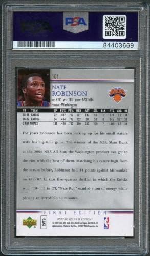 2007-08 הסיפון העליון המהדורה הראשונה 101 נאט רובינסון חתום כרטיס אוטומטי PSA Slabbed - כרטיסי טירון של כדורסל כדורסל
