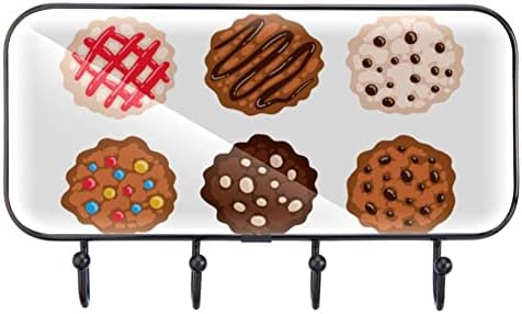 עוגיות שוקולד צ'יפס הדפס מעיל מעיל קיר קיר קיר, מתלה מעיל כניסה עם 4 חיבור לעיל מעיל גלימות ארנק חדר אמבטיה כניסה לסלון