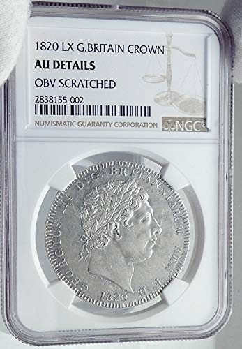 1820 בריטניה 1820 בריטניה הגדולה בריטניה המלך ג'ורג 'השלישי עתיק AR מטבע AU פרטים NGC
