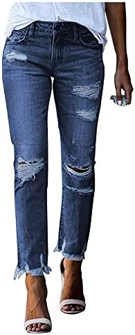 מכנסי ג'ינס רזים לנשים פרפר מודפסים דקיקים מכנסיים ג'ינס ישר מכנסי ג'ינס בגובה קומות ישר עם כיסים