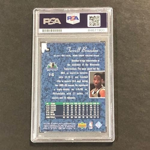 1999-00 SP אותנטית 48 טרל ברנדון חתום כרטיס Auto PSA/DNA עץ זלזול - כרטיסי טירון של כדורסל