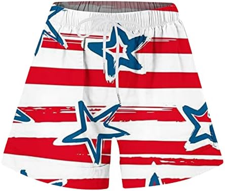 מכנסיים קצרים לנשים קיץ טרנדי חוף גזעי מכנסיים עצמאות יום הדפסה גבוהה מותן ספורט מזדמן מכנסי טרנינג