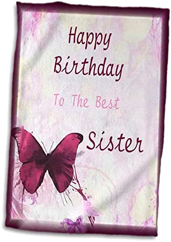 תמונת 3 של יום הולדת שמח יום הולדת שמח האחות הכי טובה עם פרפרים - מגבות