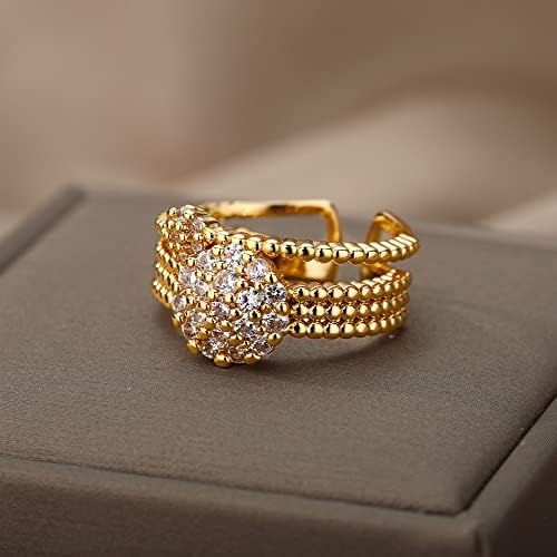 ויאלמה זירקון מעגל פתוח טבעות לנשים קריסטל זהב אצבע קסם מתכוונן טבעת חתונה ולנטיין תכשיטים-89966