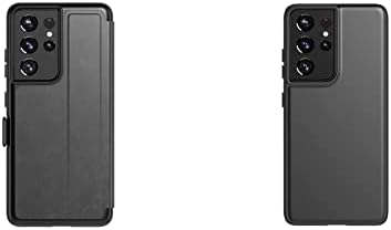 Tech21 evowallet עבור סמסונג S21 Ultra 5G - נרדף נבט נלחם טלפונים אנטי -מיקרוביאליים עם הגנה על ירידה של 12 רגל, מארז טלפון Evoslim Smokey/Black