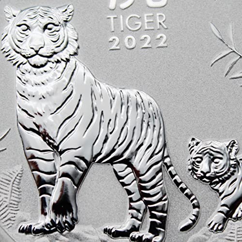 2022 AU 1 OZ כסף אוסטרלי שנת הירח של מטבע הנמר מבריק ללא מחזור עם תעודת אותנטיות $ 1 BU