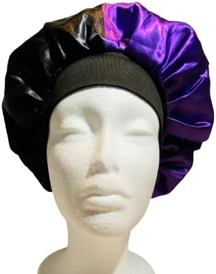 מצנפת שיער סאטן Bkli, צבע מפוצל, כובע שינה שכבה כפולה, ללא עיצוב החלקה, התאמת ספורט, כובע ראש מקורה/חיצוני