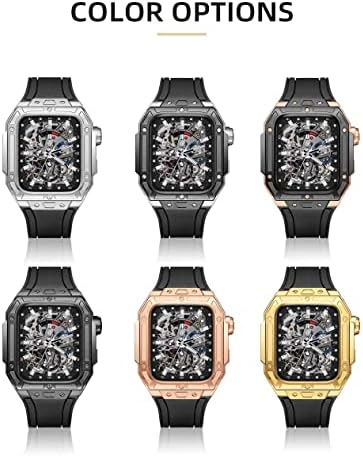 ערכת שינוי יוקרה של Kavju להקת שעון Apple Watch 8 7 75 ממ רצועת פלדה לסדרת IWatch 8 7 45 ממ רצועת שעון רצועת הגישה עם כלי עם כלי