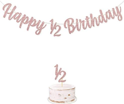 שמח 1/2 יום הולדת באנר חצי יום הולדת באנר 6 חודשים באנר מראש מתוח 1/2 חצי שנה עוגת טופר עבור תינוק של 6 חודשים חצי שנה מסיבת יום הולדת