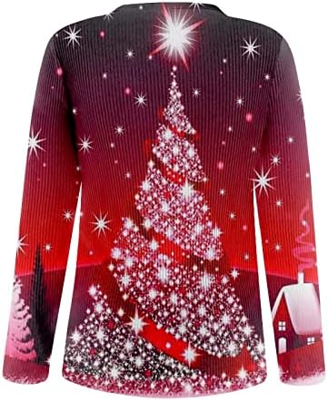 צמרות סתיו של Huankd נשים סוודר מזדמן סוודר u-צווארון סוודר מודפס סוודר חג המולד חולצת טריקו שרוול ארוך