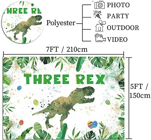 צבעי מים דינוזאור שלוש-רקס רקע צילום 7 על 5 רגל לתינוק ילדים שלישי דינוזאור נושא מסיבת יום הולדת תמונה רקע דינוזאור מסיבת פוטושוט אספקת