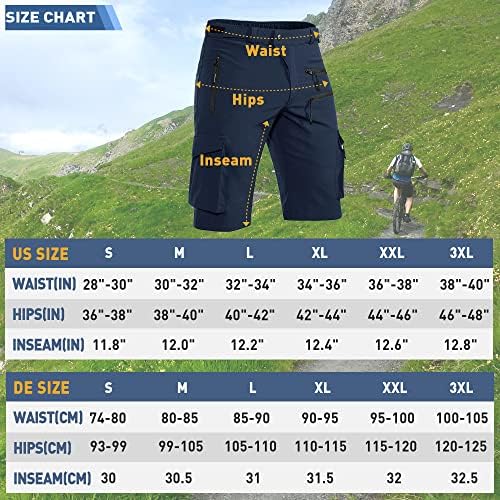 מכנסי אופני הרים של HiaUspor מכנסיים קצרים של MTB מכנסיים יבש מהיר עם כיס רוכסן